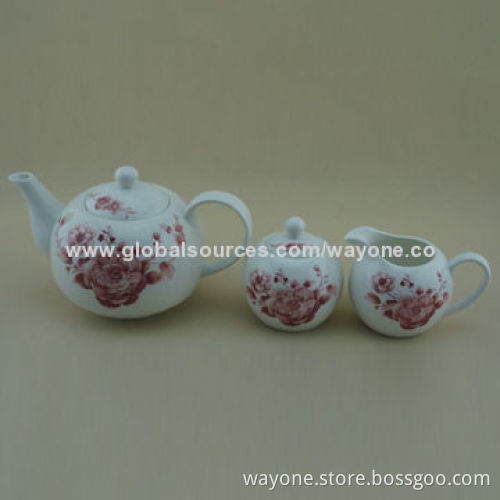 5pcs Coffee Pot with Blue Rose, 1,000ml Capacity New Design, Suitable for Promotion and Home